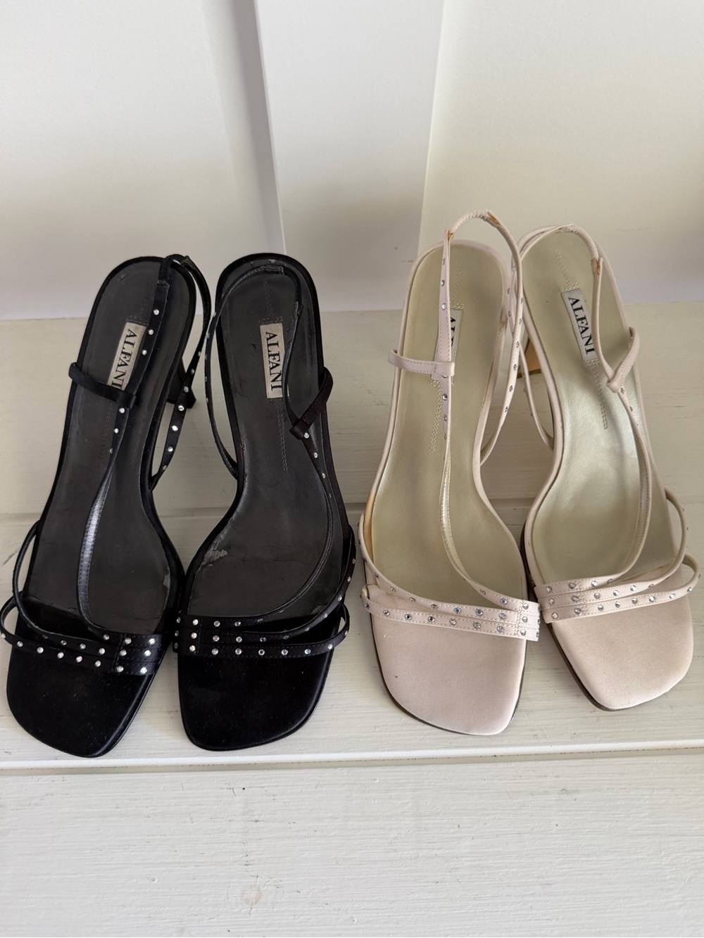 Vintage Y2K Alfani Studded Strappy Sandal Bundle Black Champagne Set of 2 Size 8